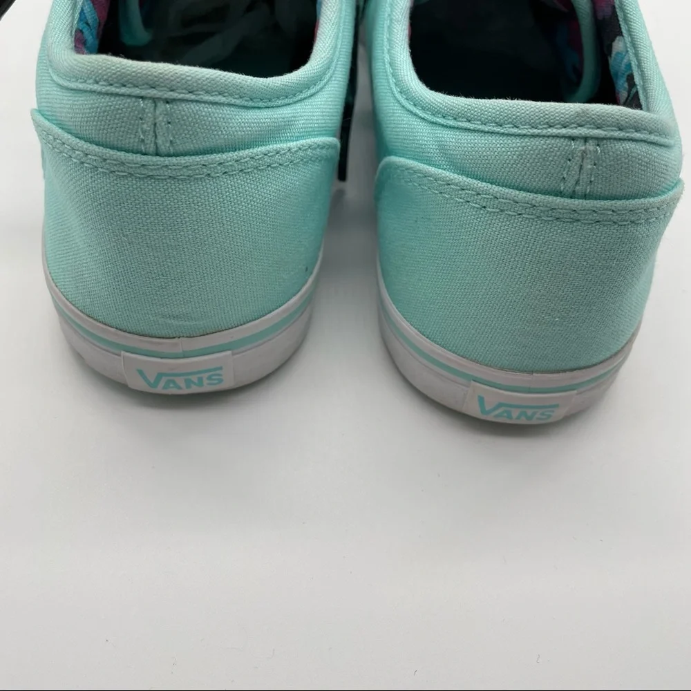 Vans light blue sneakers with floral laces and floral interior in women’s size 8 - Picture 3 of 11